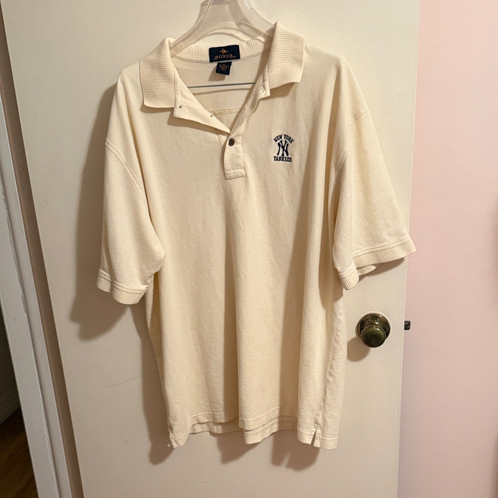 NY Yankees Antigua Cream Polo Shirt Size XL